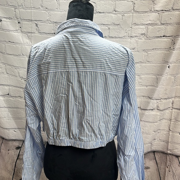 NWT Aeropostale  Long Sleeve Striped Wrap-Tie Cropped Shirt - Picture 3 of 6